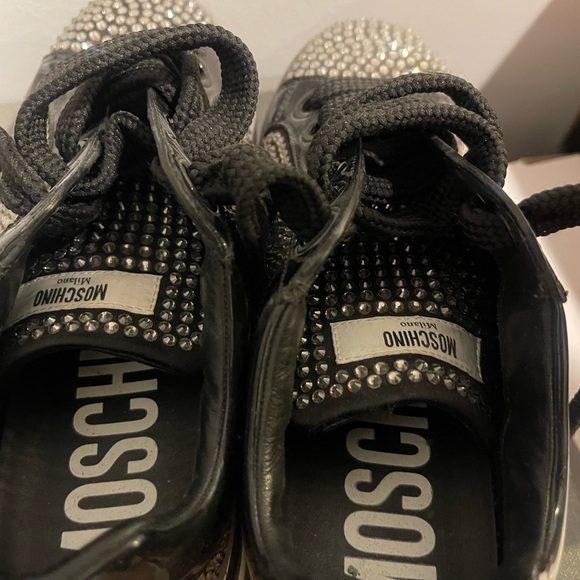 Moschino Black and Silver Crystal Sneakers - Picture 5 of 8
